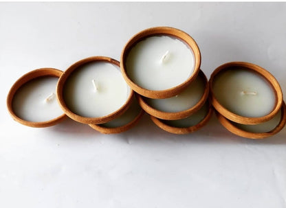 Set of 11 Unscented Wax filled Mitti Diyas