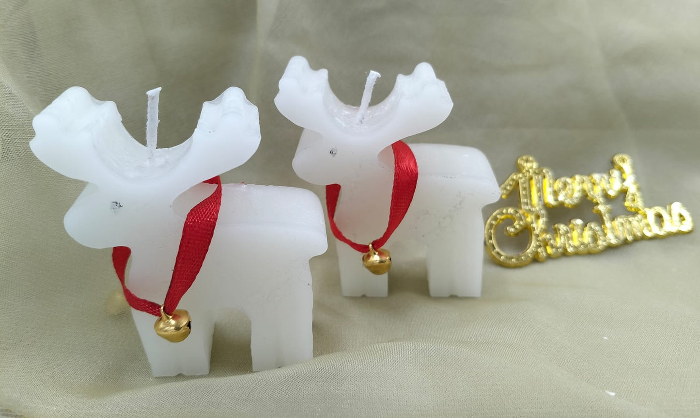 Set of 2 Reindeer Candles for Christmas