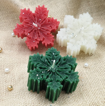 Set of 3 Snow Flake Christmas Candles