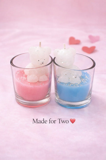 Set of 2 Vanilla Scented Teddy Bear Valentine  Candles