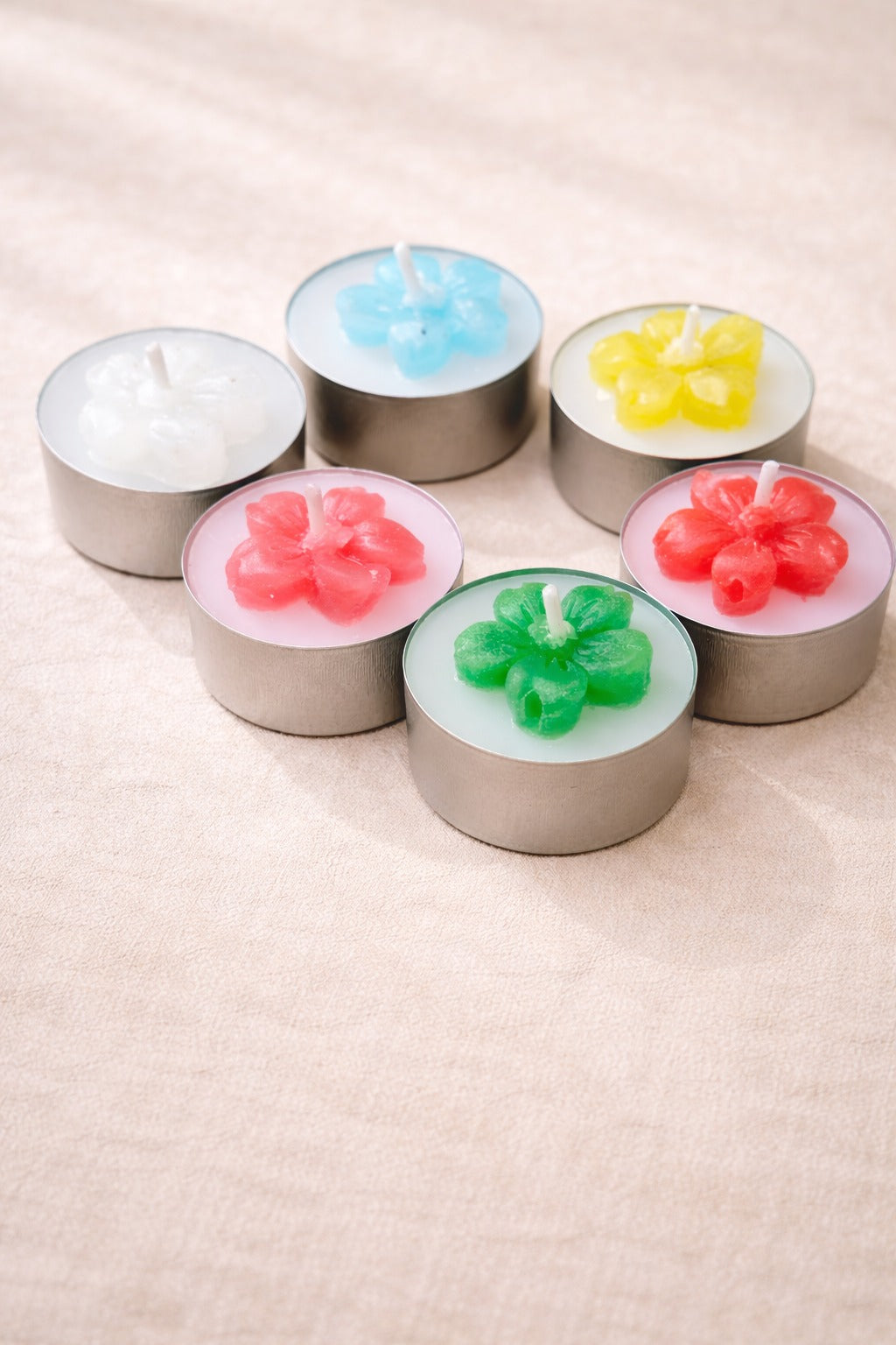Set Of 6 Scented Floral Maxi  T Lights