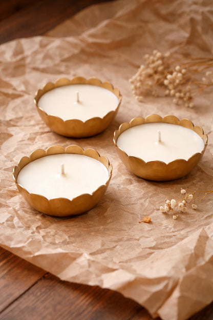 Set of 3 Metallic Bowl Scented Candles