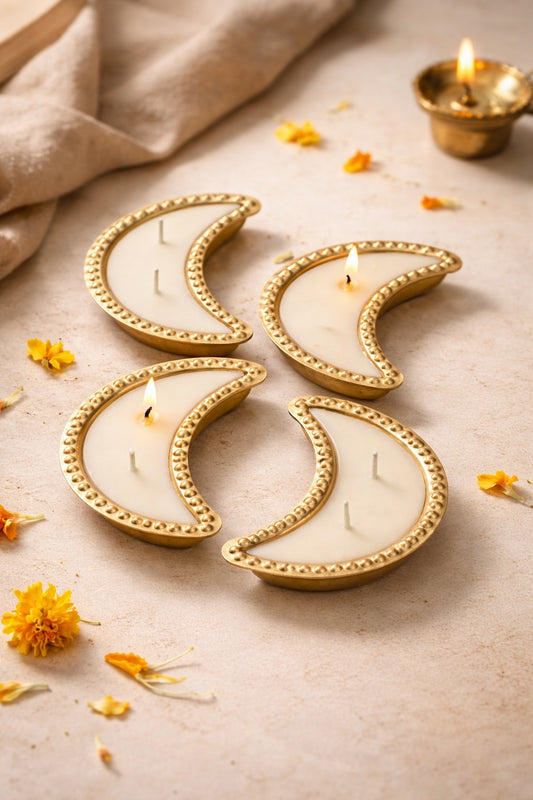 Set of 4 Scented Metal Moon Candles