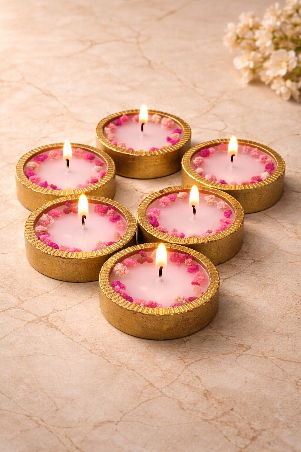 Set of 6 Golden Scented Mitti Diyas