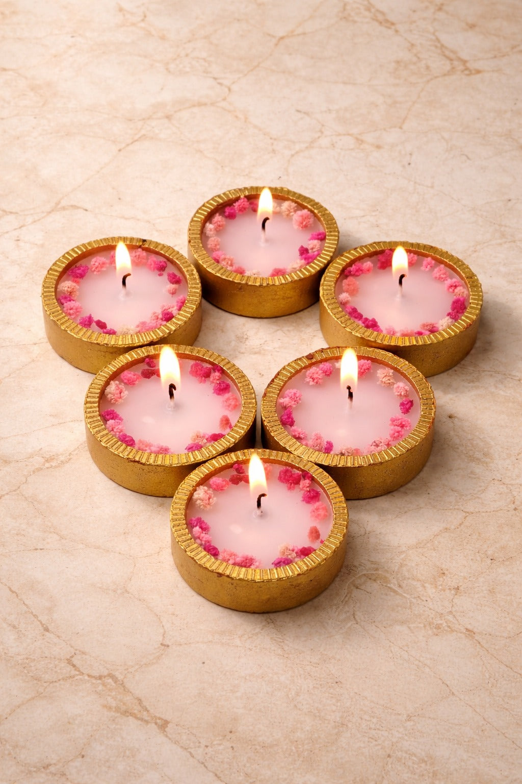 Set of 6 Golden Scented Mitti Diyas
