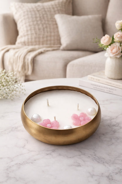 Rose Scented Floral Urli Candle