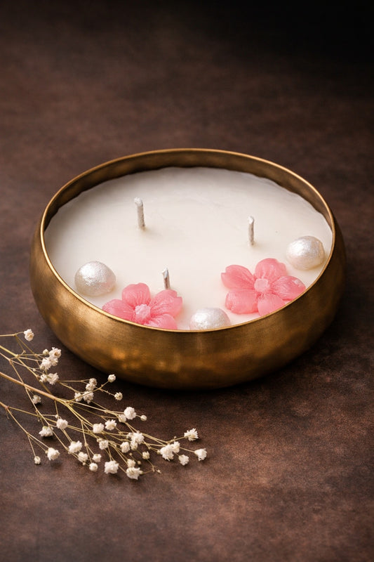 Rose Scented Floral Urli Candle