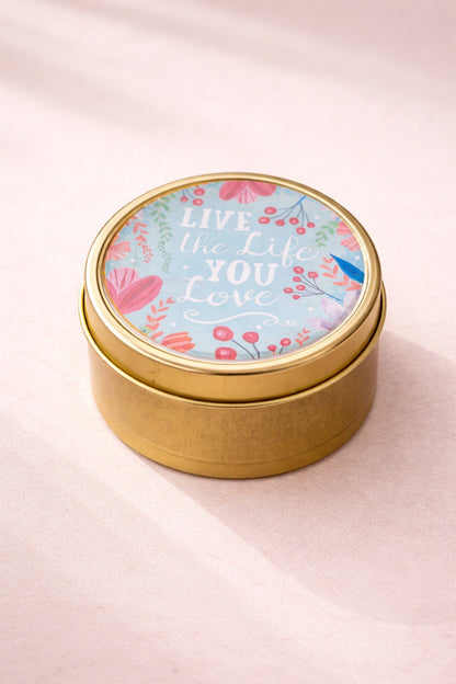 Live the Life you Love-Jasmine Scented Travel Tin Candle