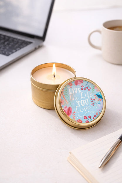 Live the Life you Love-Jasmine Scented Travel Tin Candle