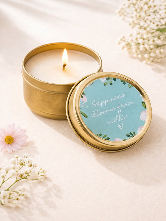 Happiness Blooms from Within-Vanilla Scented Travel Tin Candle