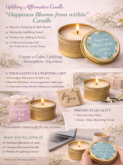 Happiness Blooms from Within-Vanilla Scented Travel Tin Candle