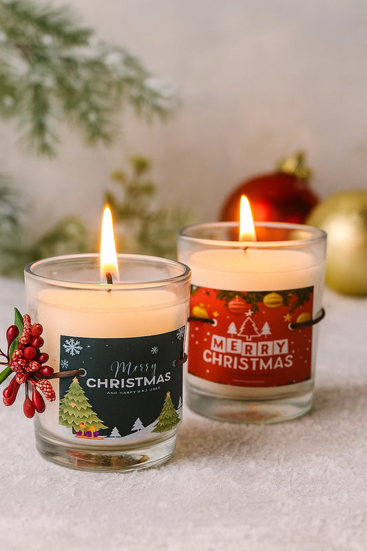 Set of 2 Scented Christmas Glass Votive Candles