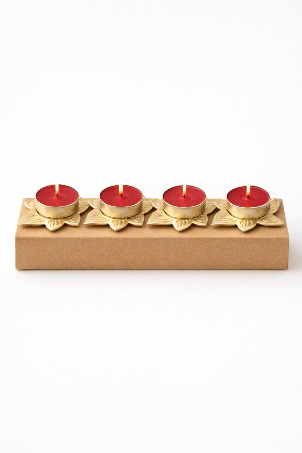 Set of 4 Metallic  Lotus T lite Holders