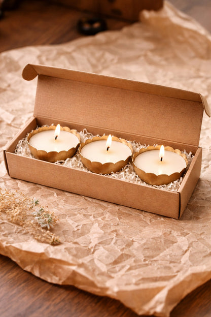 Set of 3 Metallic Bowl Scented Candles