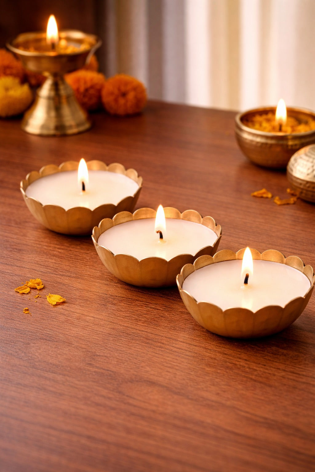 Set of 3 Metallic Bowl Scented Candles