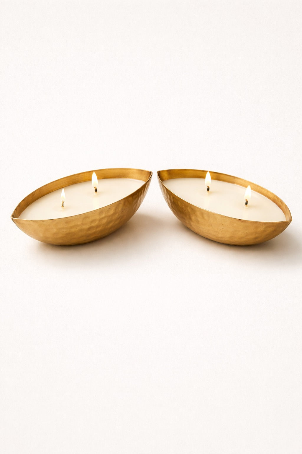 Set of 2 Metallic  Golden Boat Scented Candles