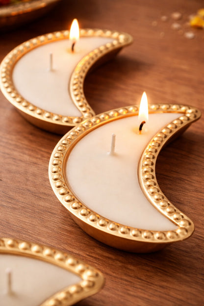 Set of 4 Scented Metal Moon Candles