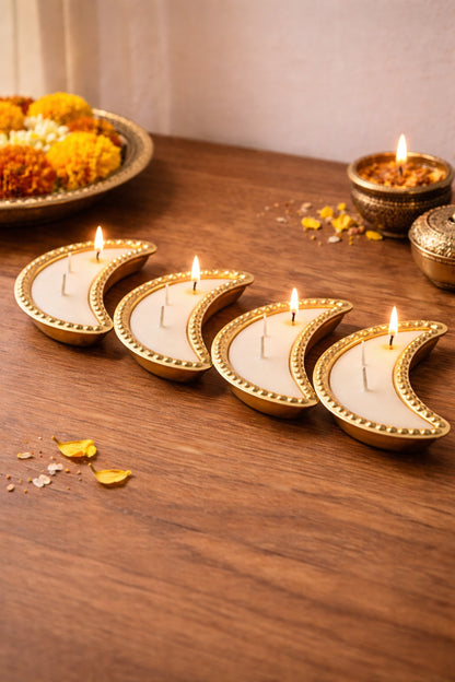Set of 4 Scented Metal Moon Candles