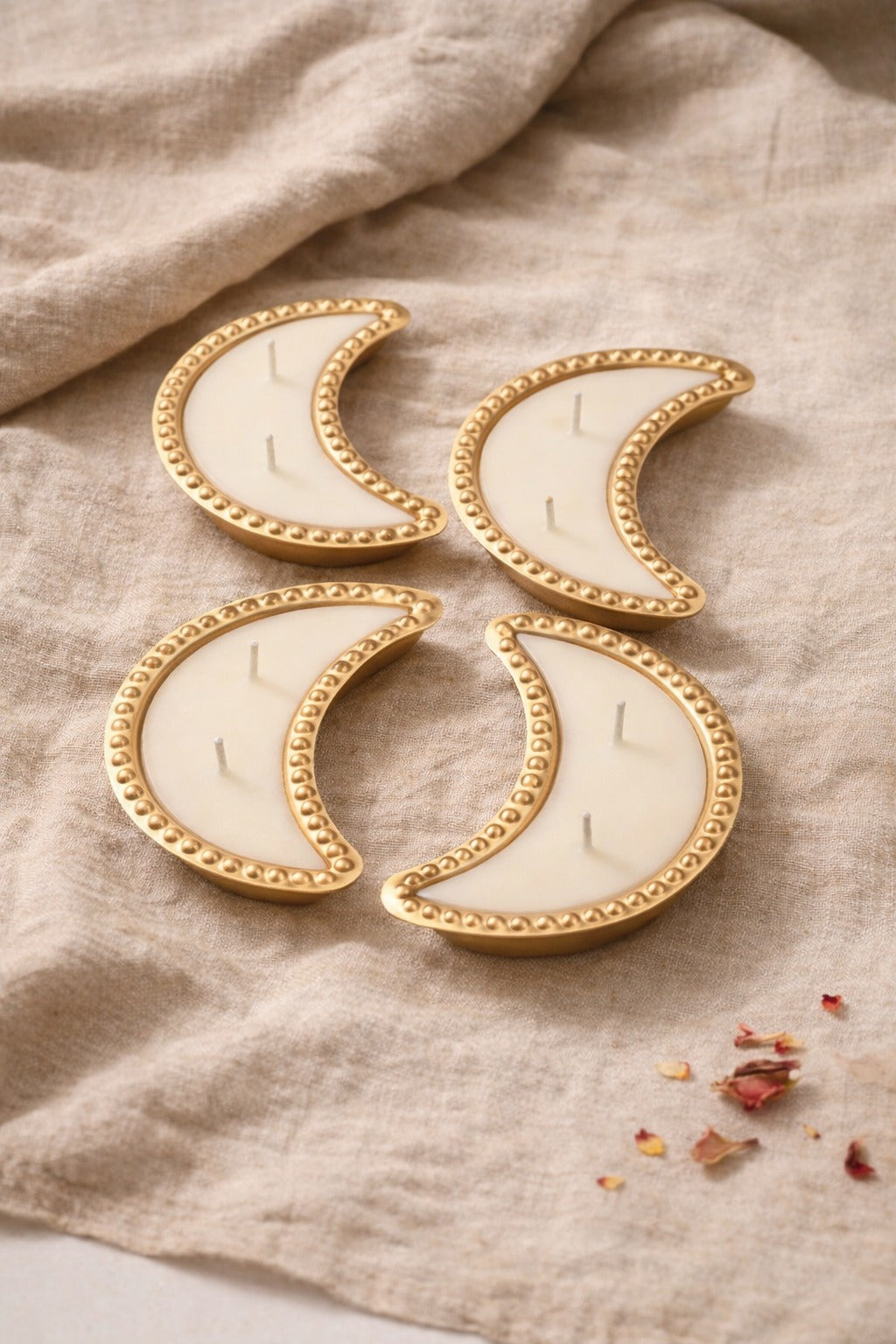 Set of 4 Scented Metal Moon Candles