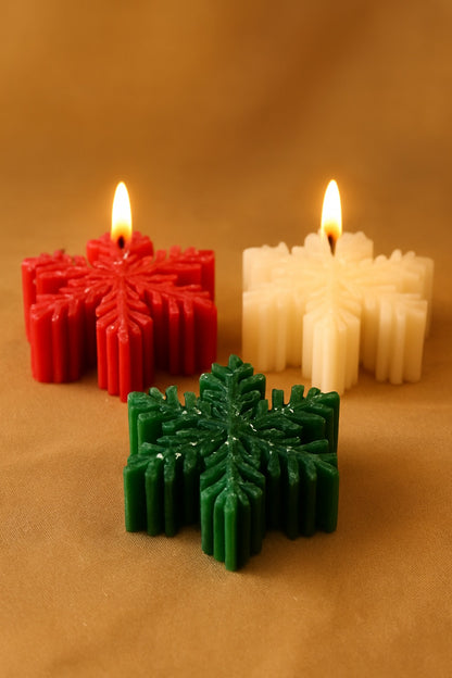 Set of 3 Snow Flake Christmas Candles