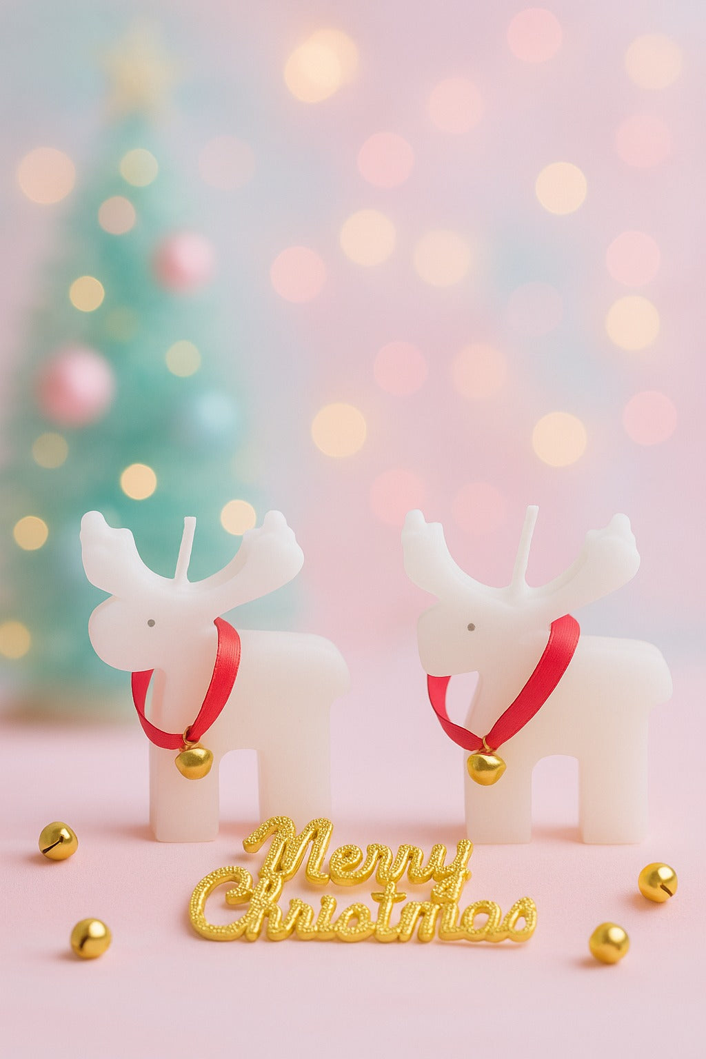 Set of 2 Reindeer Candles for Christmas