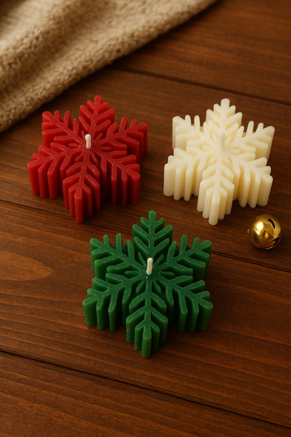 Set of 3 Snow Flake Christmas Candles
