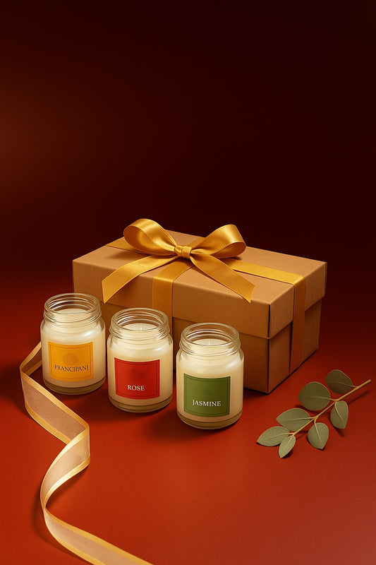 Frangrant Flower Candle Jars in Frangipani, Jasmine & Rose