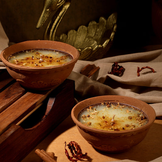 4 Lemongrass Terracotta Diyas