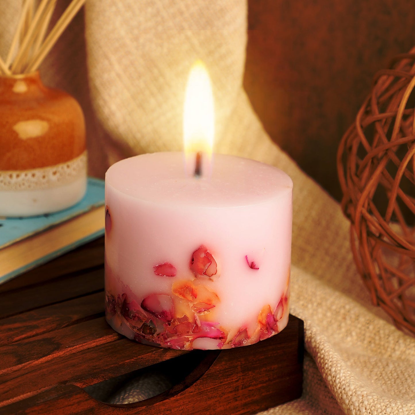 Garden Rose Pillar Candle